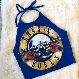 Blue Guns N Roses Halter Top